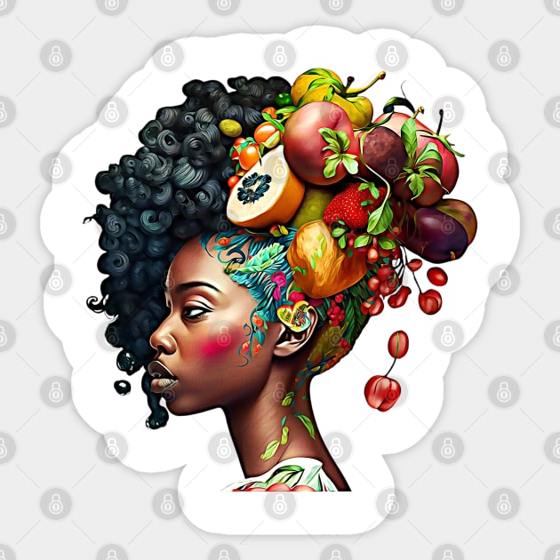 Black Woman Healthy Eating Fruits African American Sticker by Unboxed Mind of J.A.Y LLC 